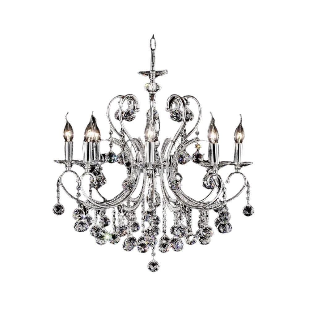 Christen Asfour Crystal Eight Light Chrome Chandelier