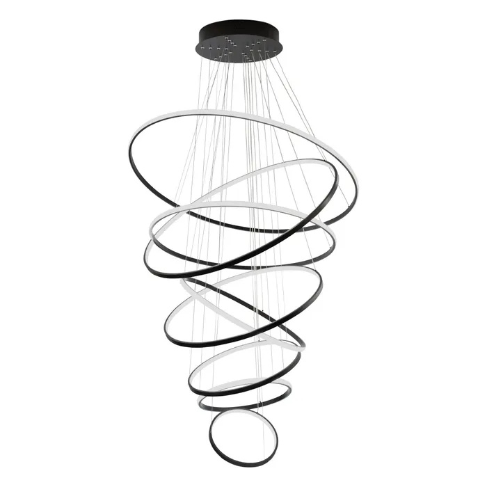Cali Black LED Eight Rings Pendant Chandelier