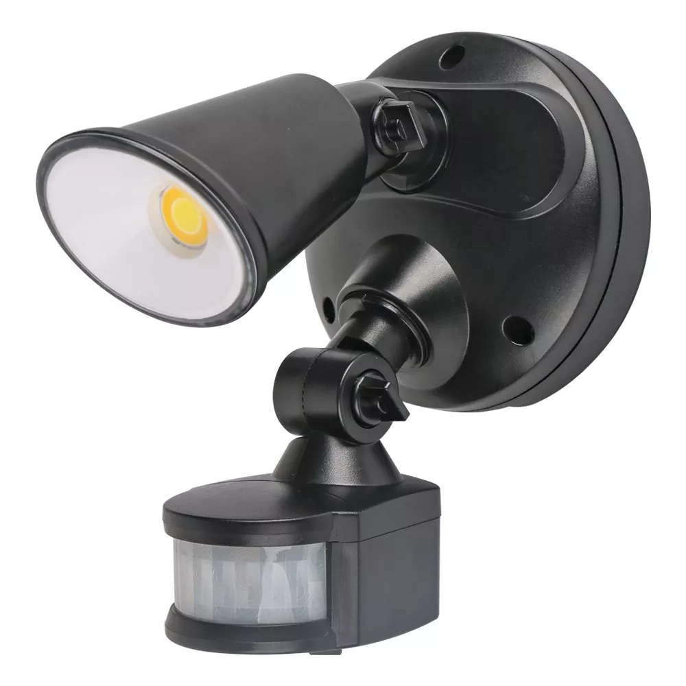 Defender Matt Black Tricolour LED Single Security Light with Sensor
