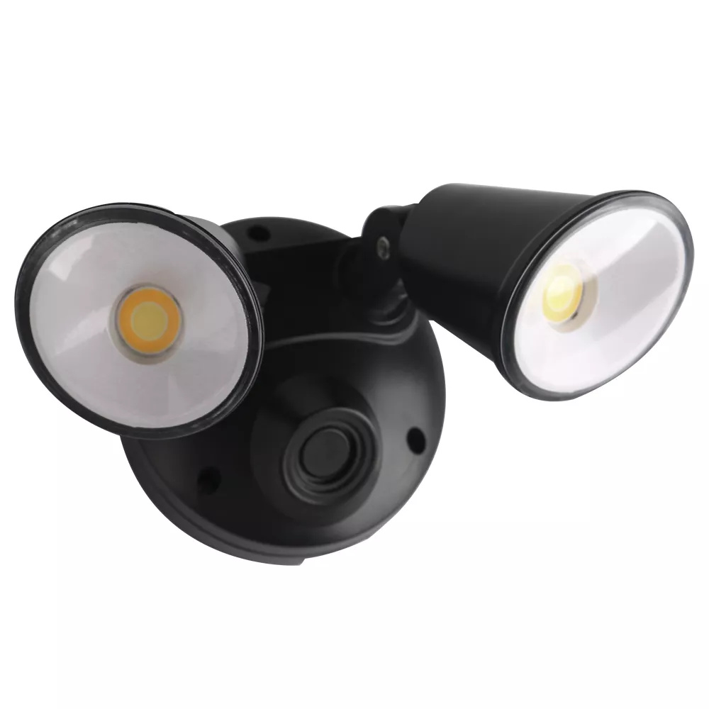 Defender Matt Black Tricolour LED Duo Security Light