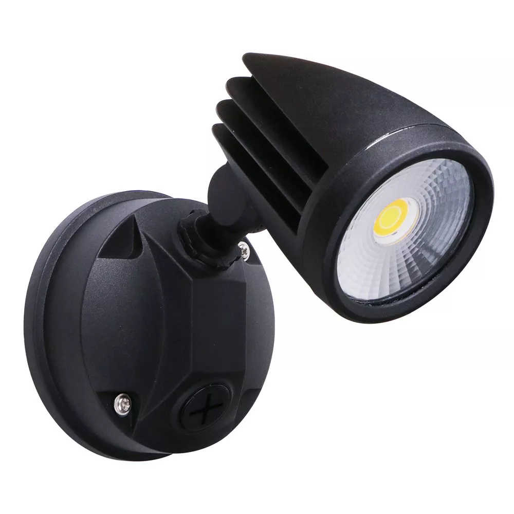 Fortress II Matt Black Tricolour LED Single Security Light