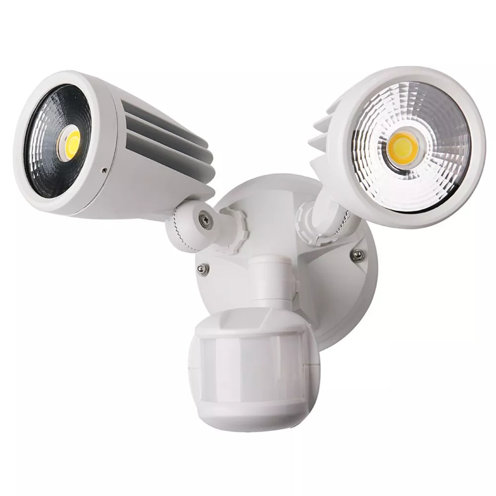 Fortress II White Tricolour LED Duo Security Light with Sensor