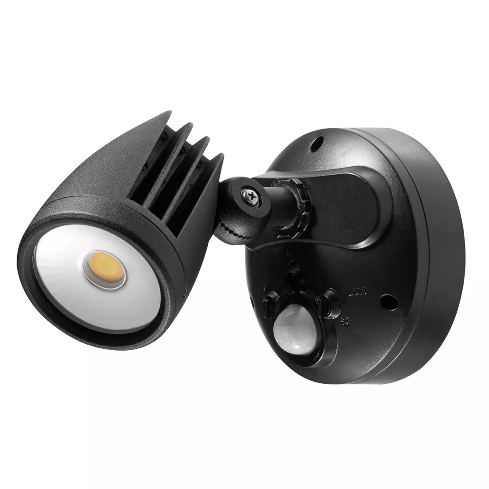 Fortress Pro Matt Black Tricolour LED Single Security Flood Light with Sensor