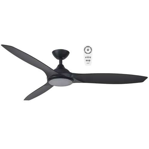 Newport Matt Black 56" DC Ceiling Fan with Light
