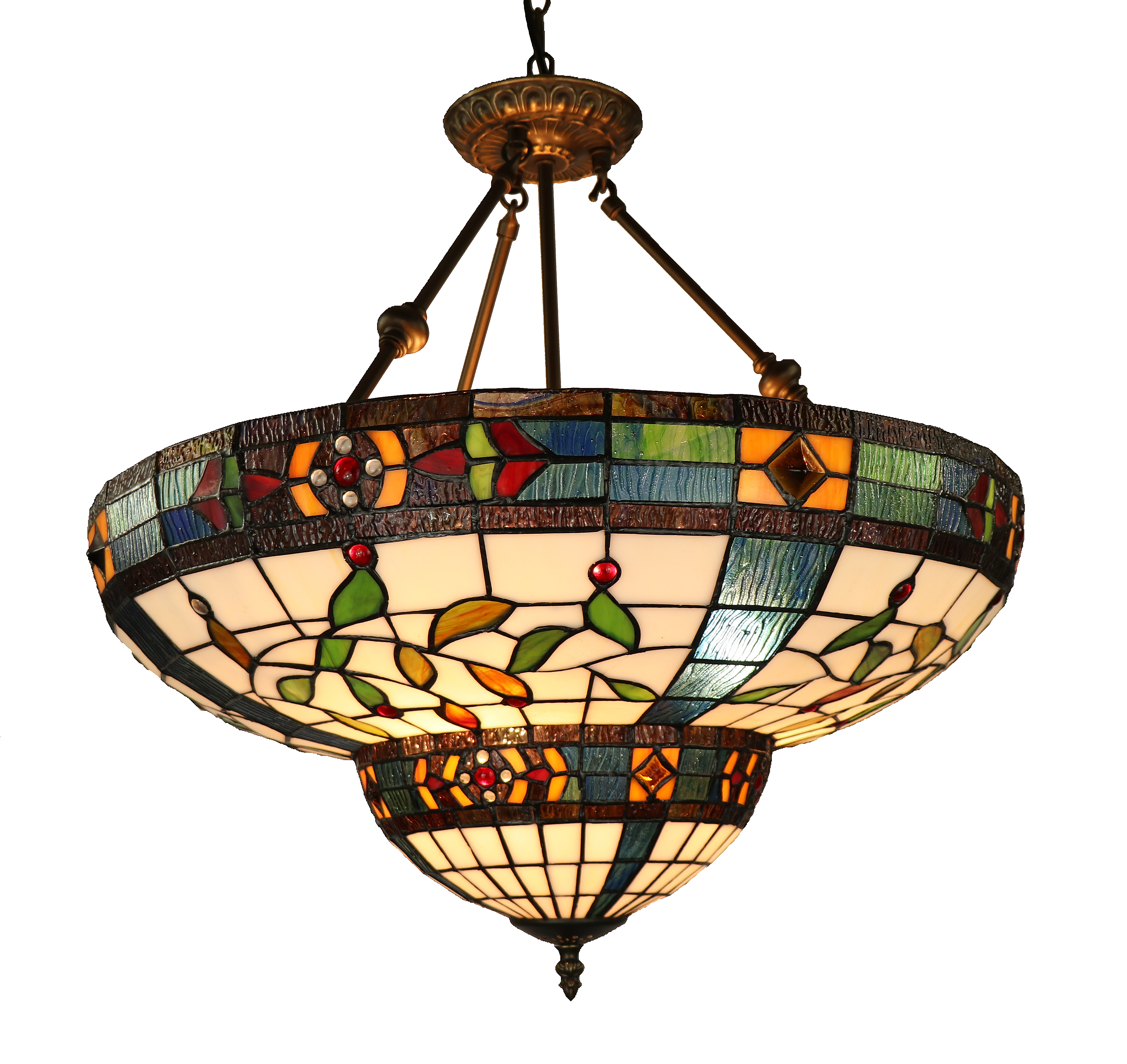 Inverted Victorian Tiffany Pendant Light