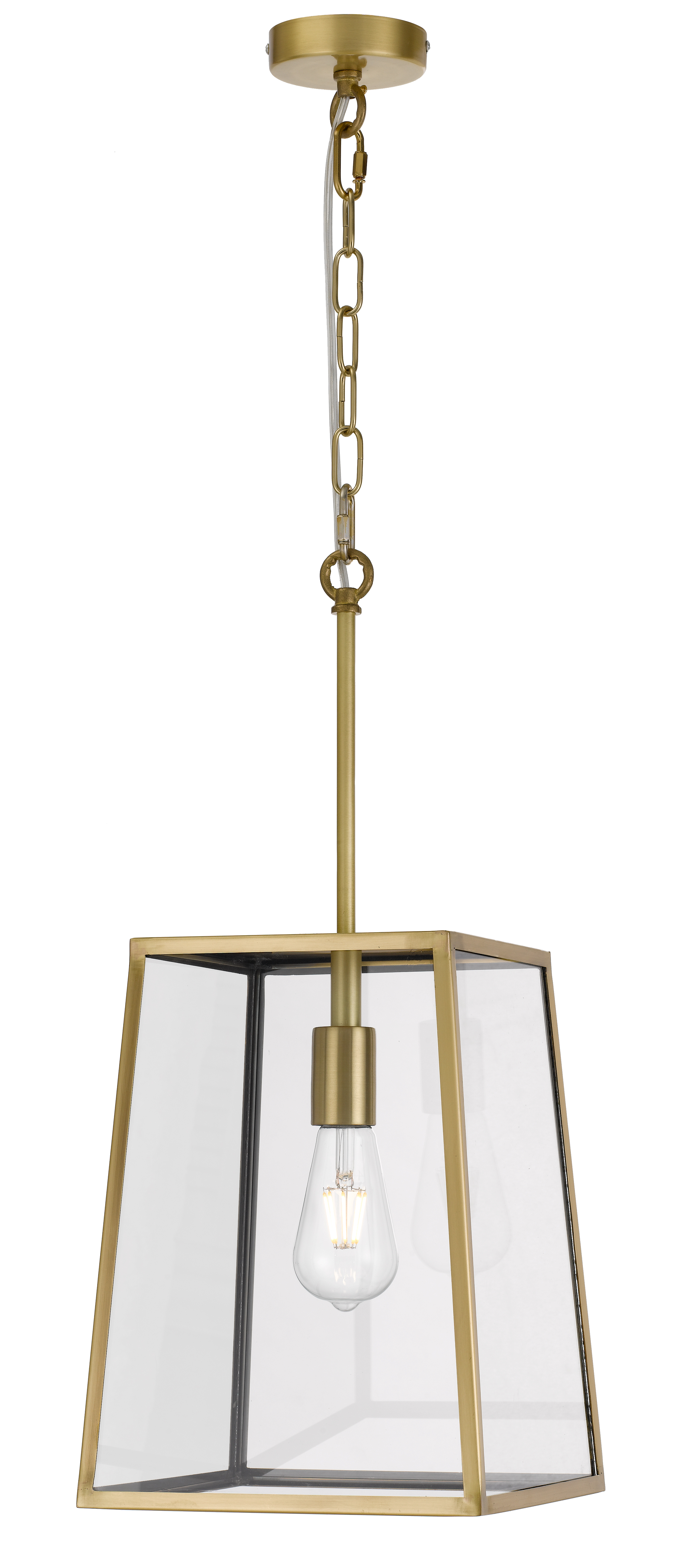 Carter Brass Glass Lantern Vintage Pendant Light