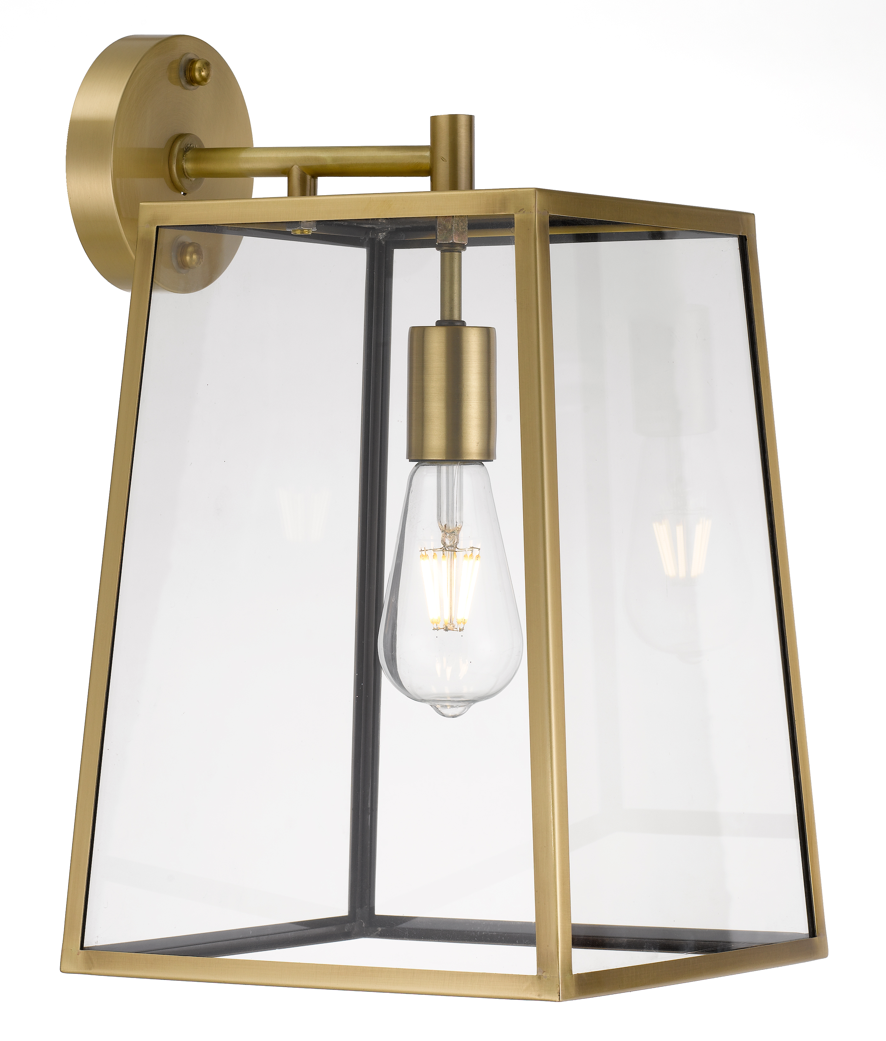 Carter Brass Glass Lantern Vintage Wall Light