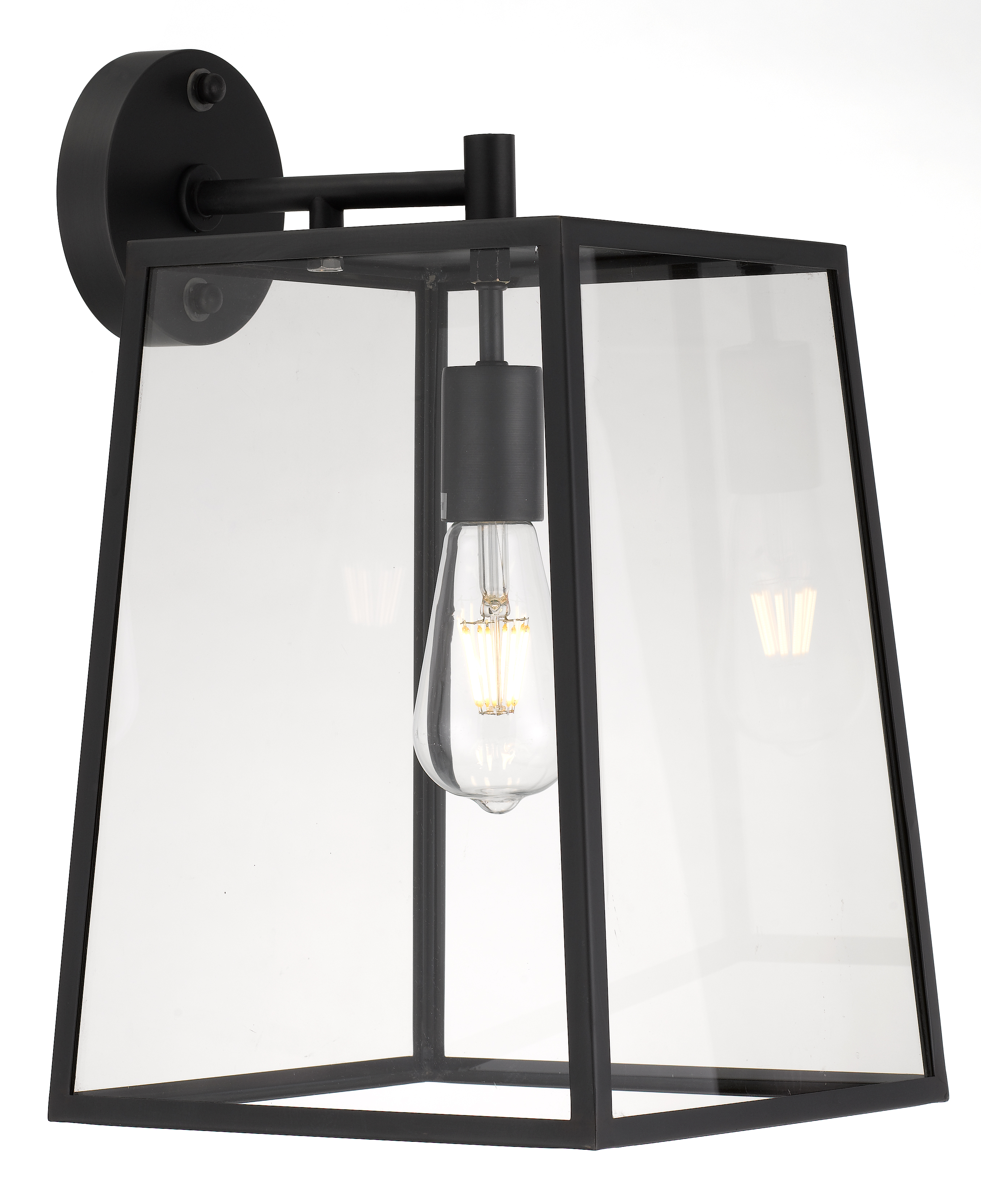 Carter Black Glass Lantern Vintage Wall Light