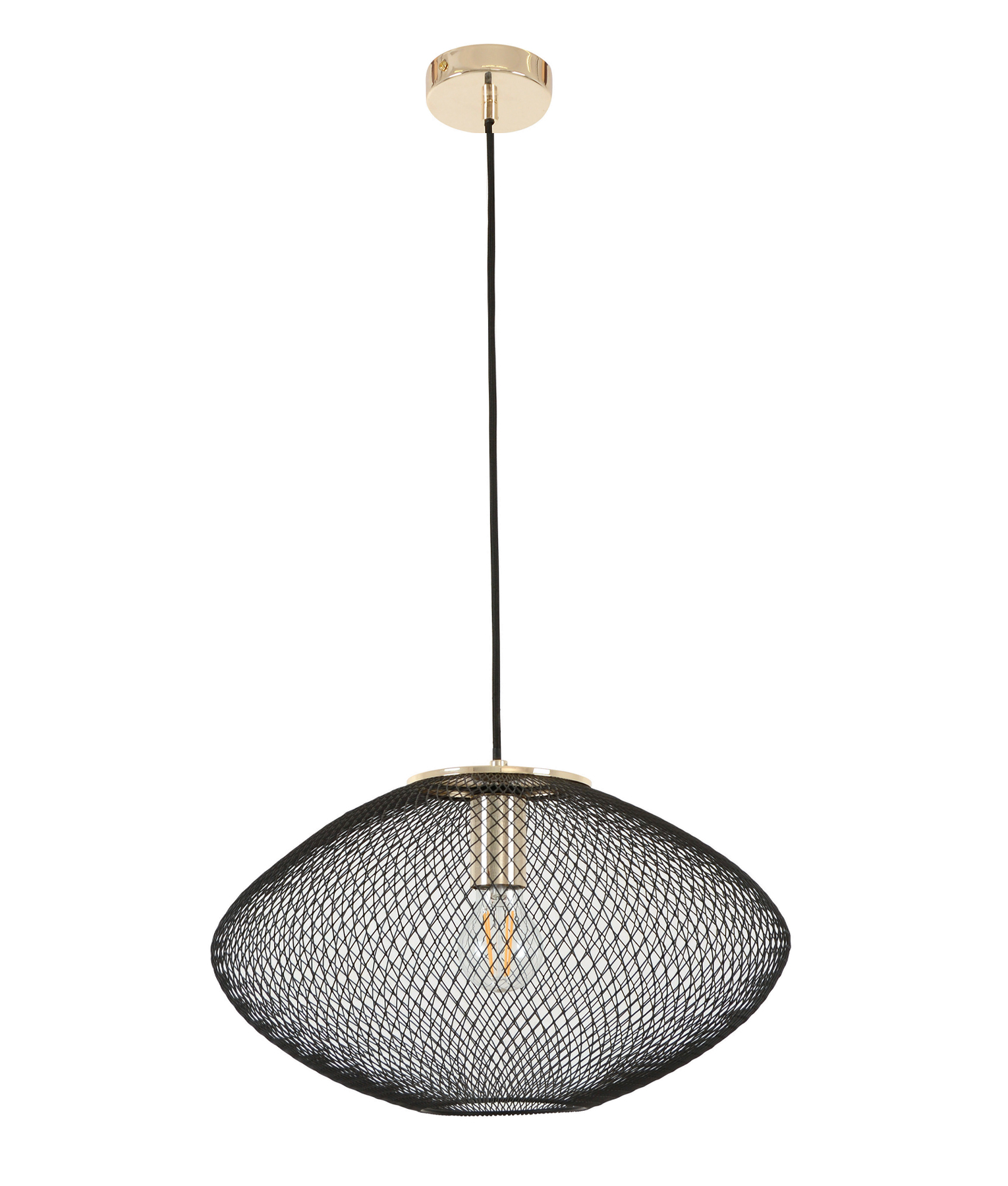 Galen Oval Black Metal Weave Pendant Light