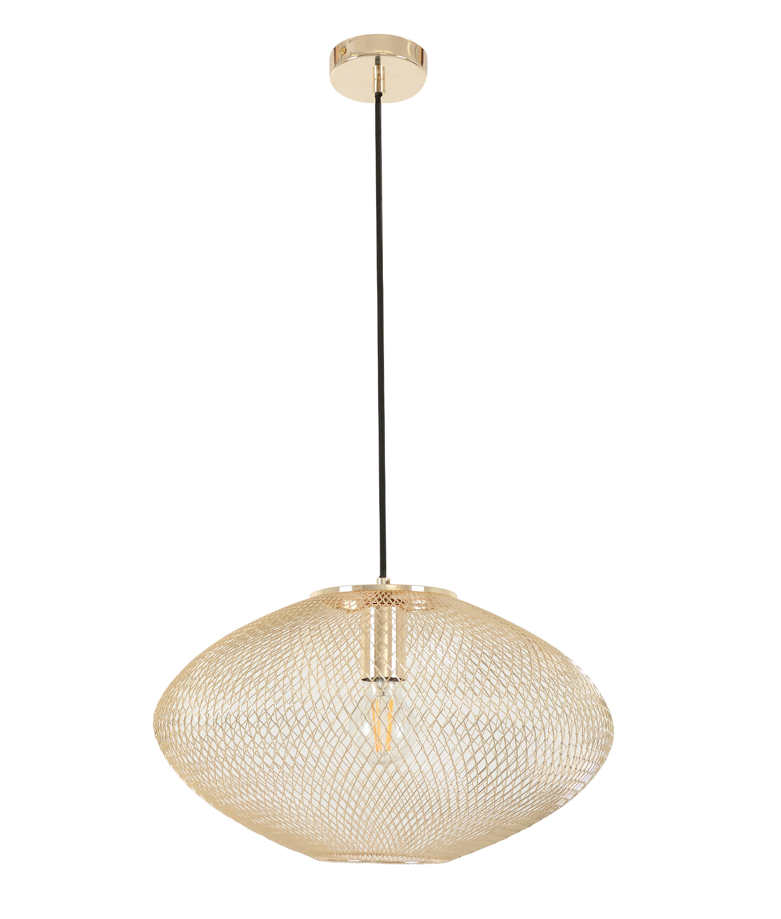 Galen Oval Champagne Gold Metal Weave Pendant Light