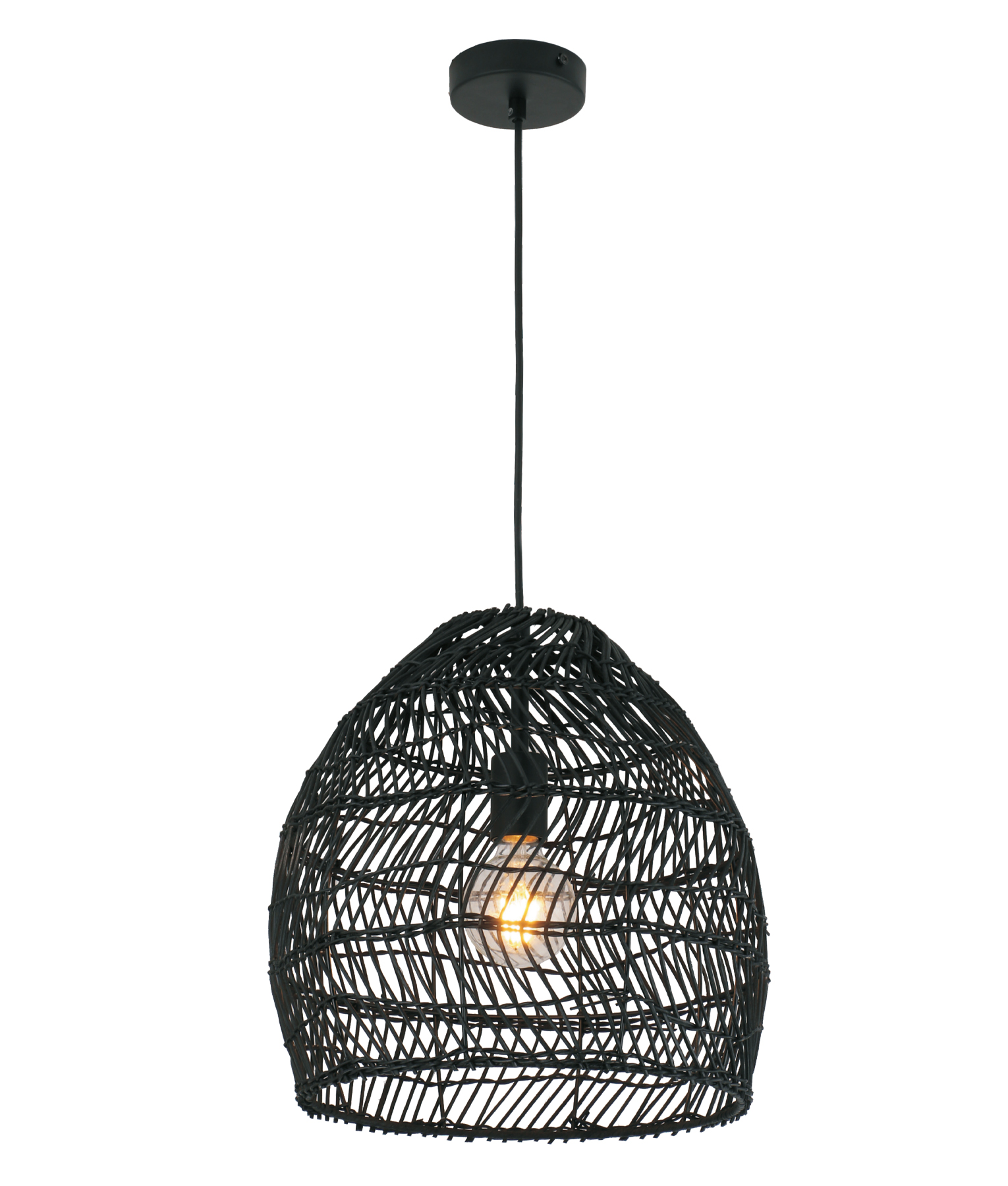 Courtney Bell Black Rattan Pendant Light
