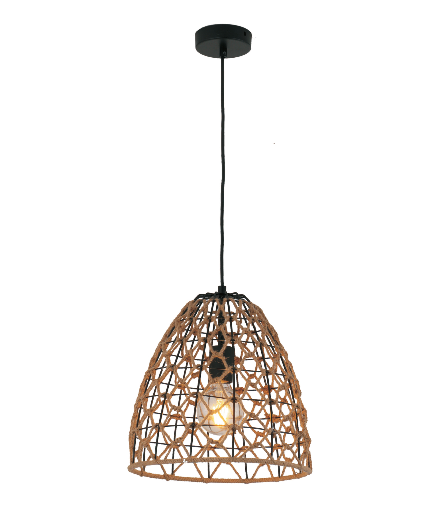 Cameron Cone Natural Hemp Rope Pendant Light
