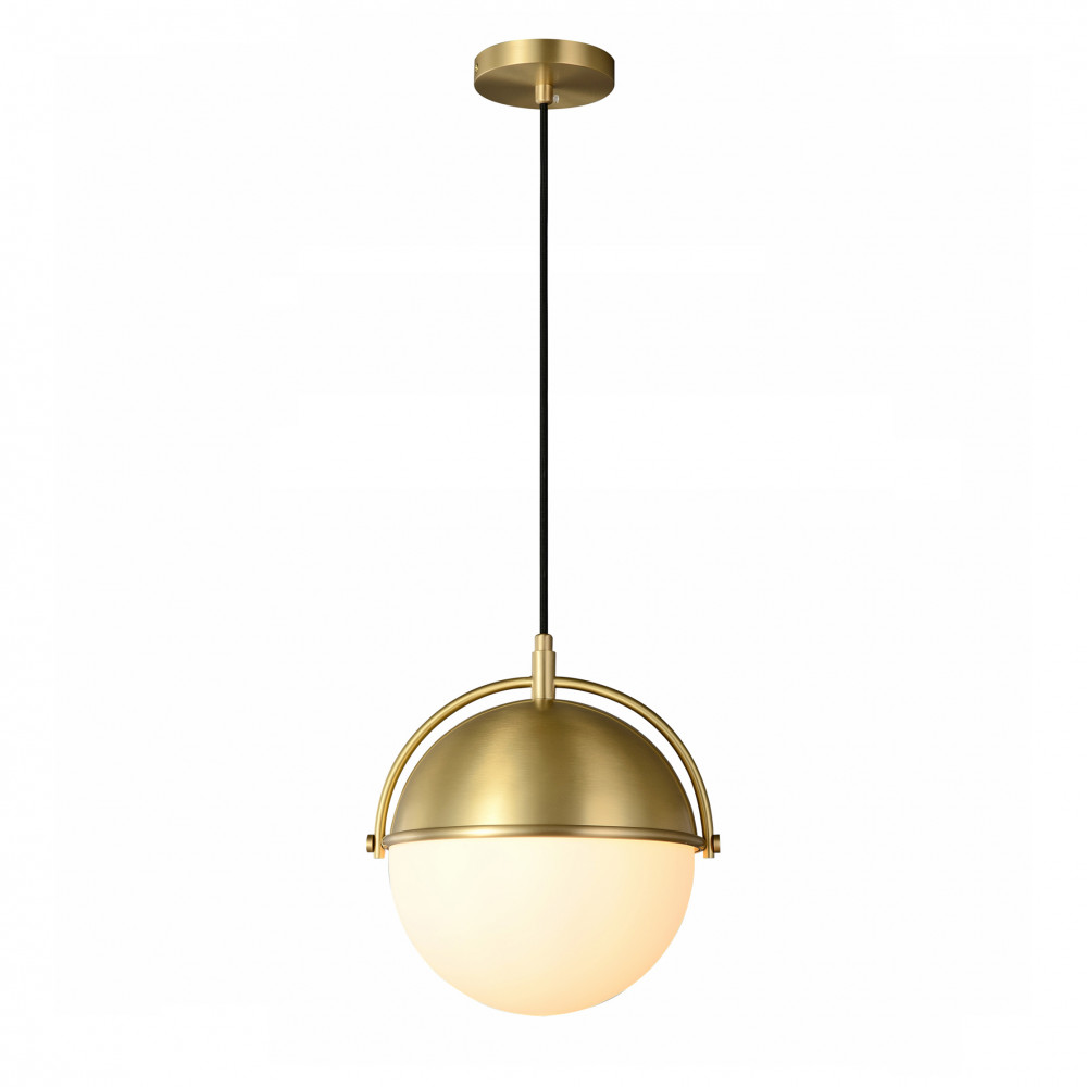 Milky White Glass Modern Brass Pendant Light