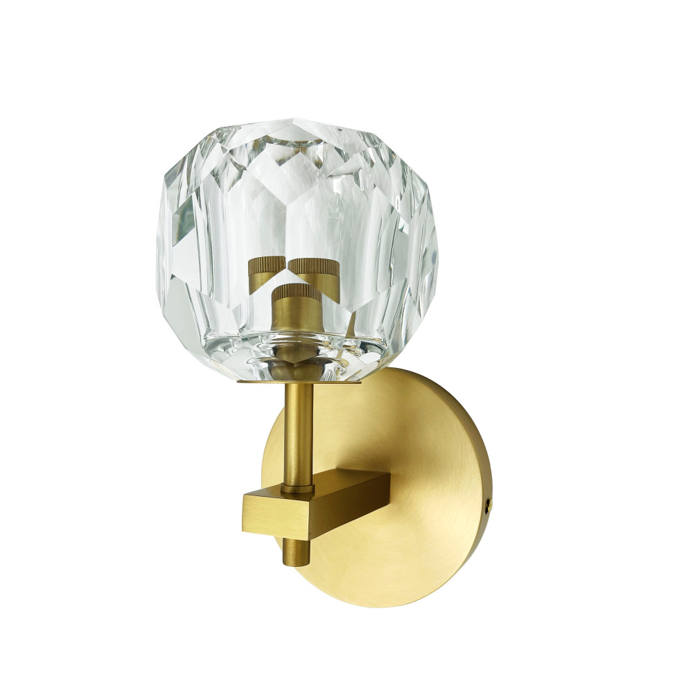 Ora Brass and Crystal Shade Modern Wall Sconce
