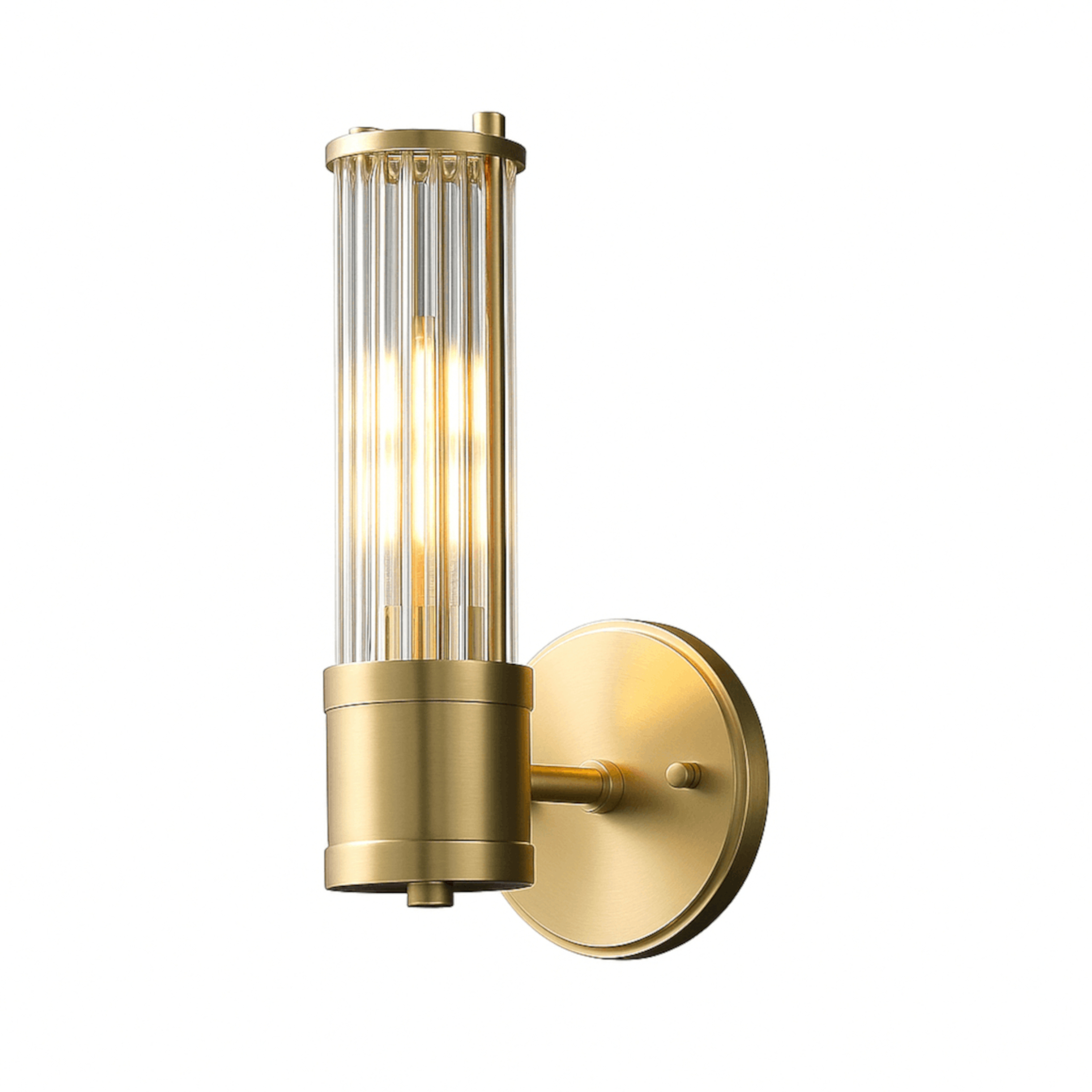 August Single Light Gold and Clear Glass Art Deco Wall Light