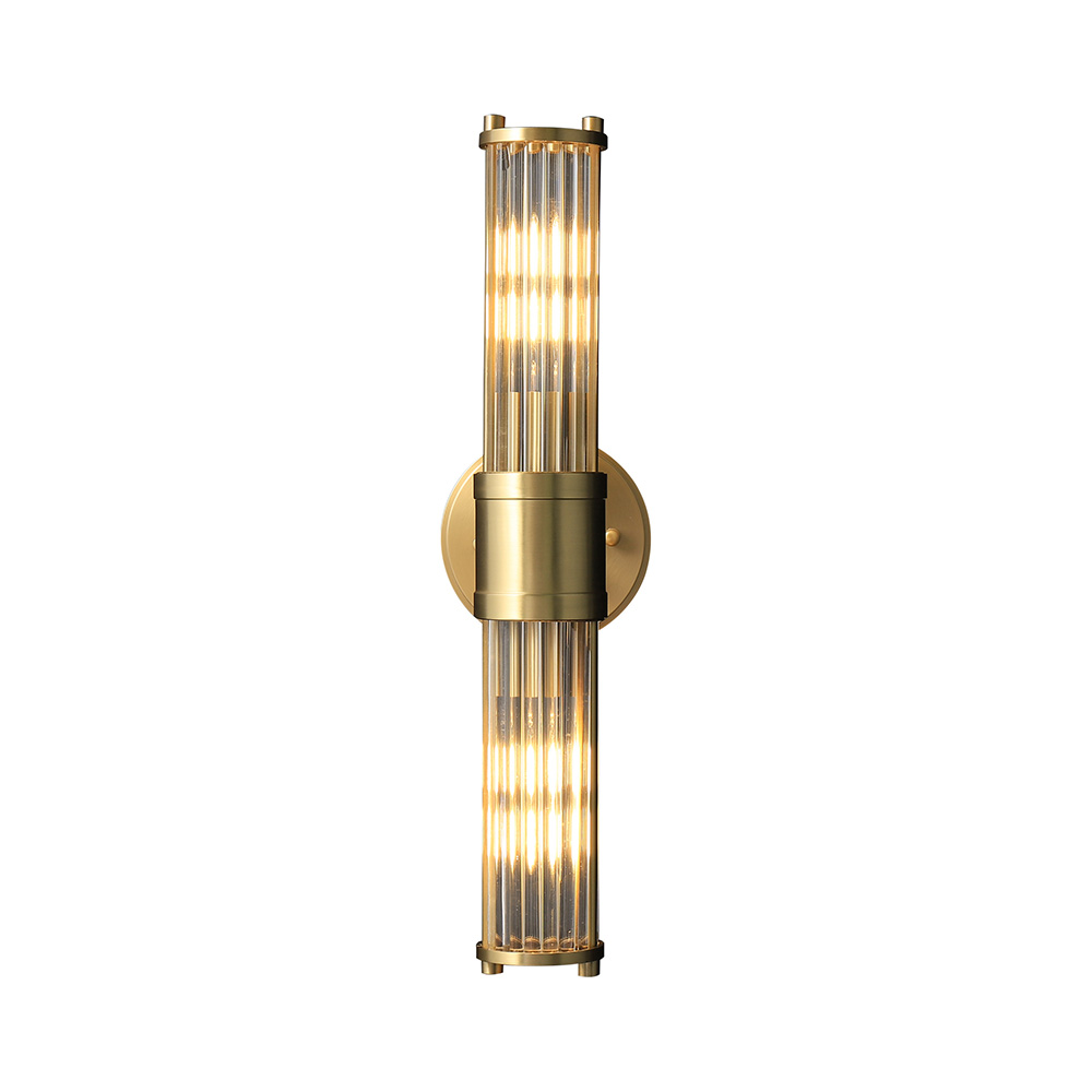August Dual Light Gold and Clear Glass Art Deco Wall Light