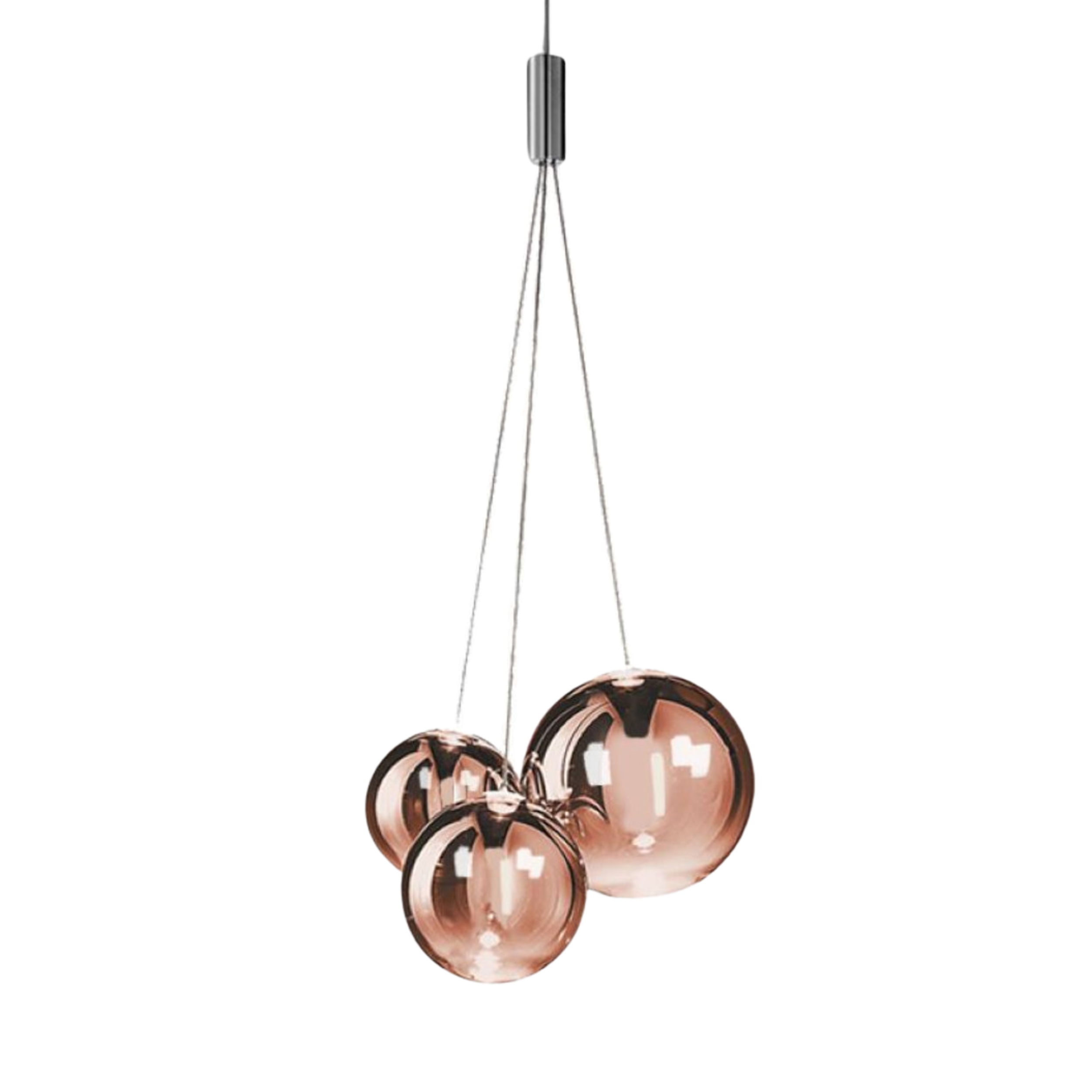 Cherry 3 Light Copper Glass Cluster Pendant Light
