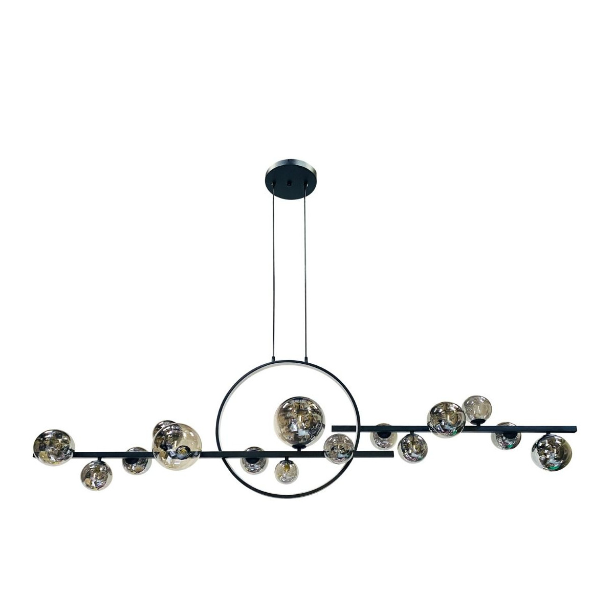Saturn Black Smoke Modern Linear Pendant Light