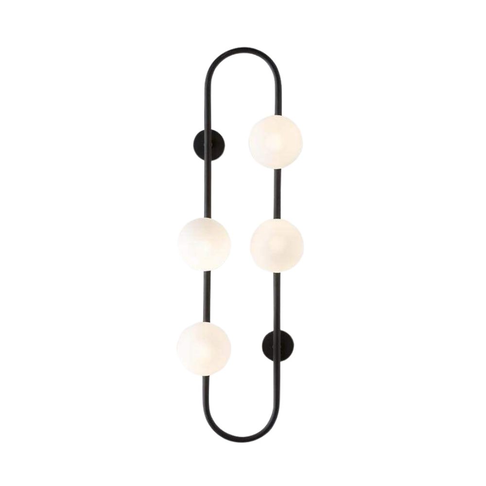 Rail 4 Light Matte Black Opal Glass Wall Light