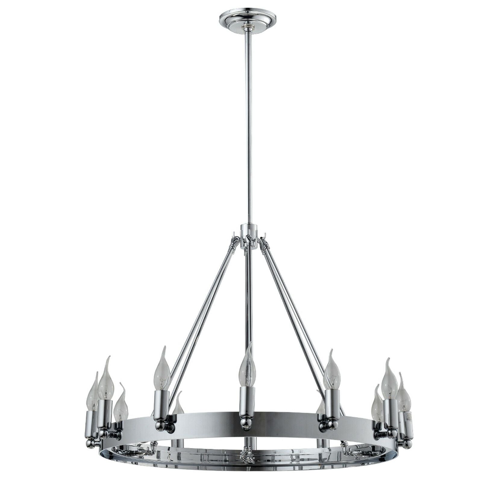 Olivia Chrome Vintage Candle Round 12 Light Chandelier