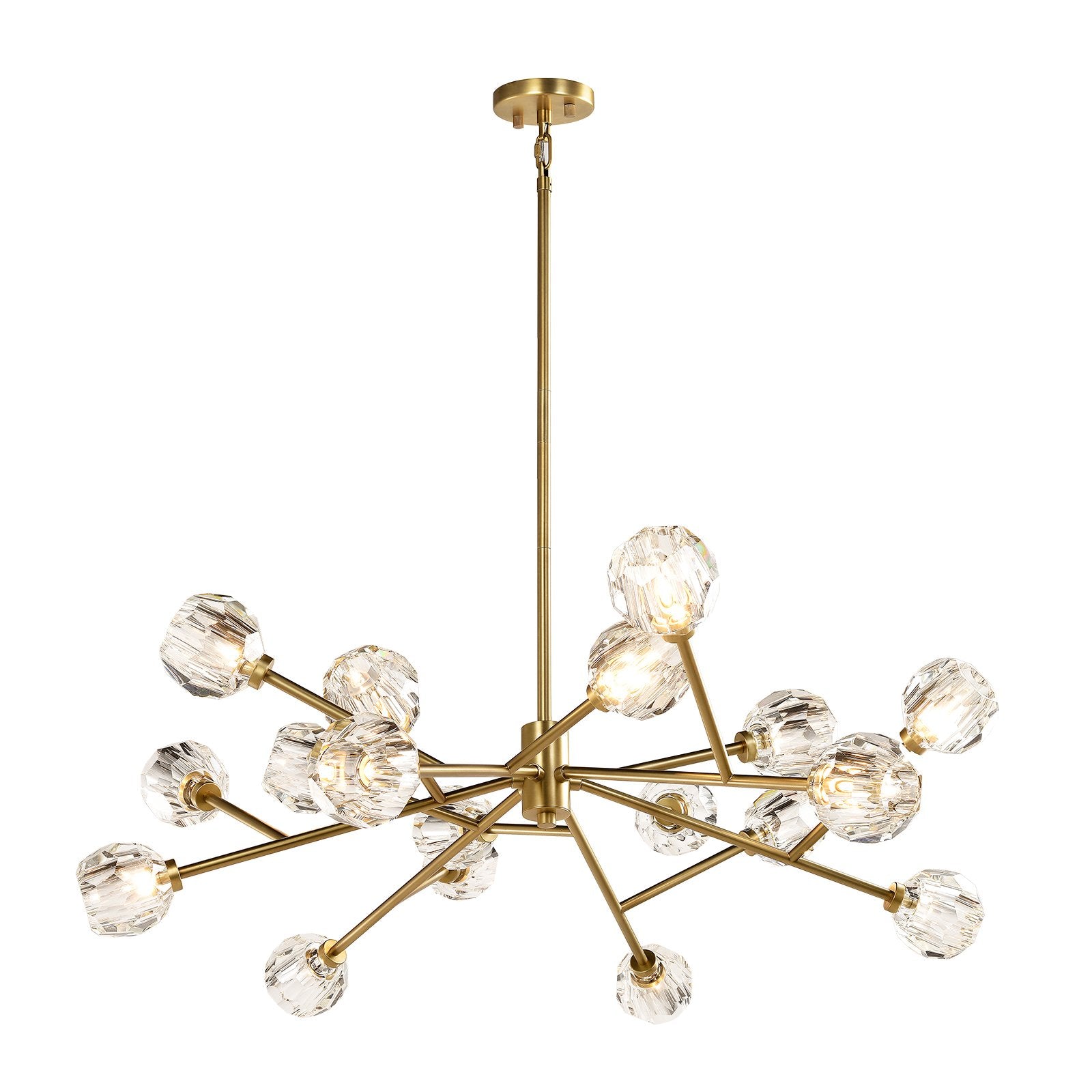 Amora 18 Light Glass Crystal Aged Brass Branching Chandelier