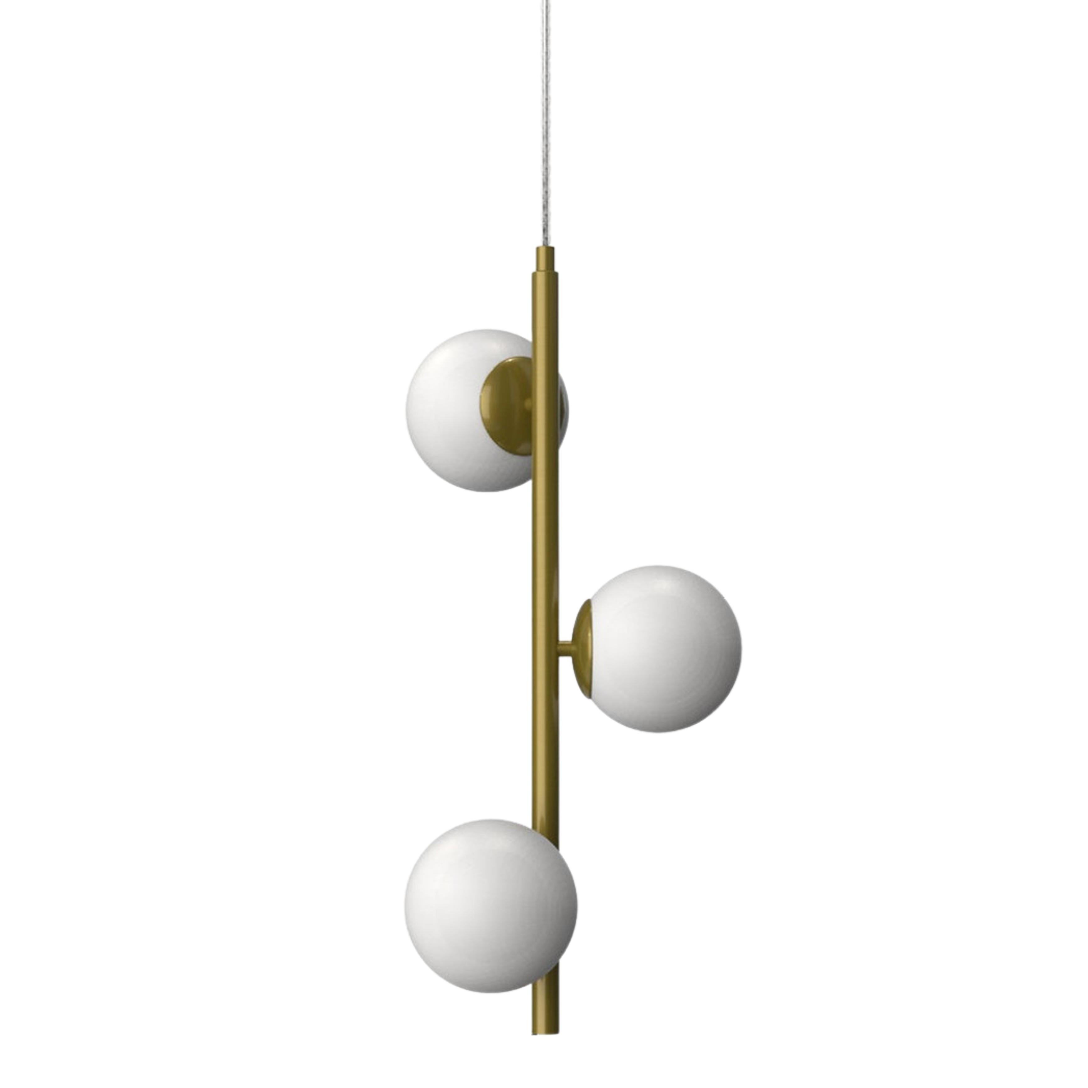 Angela Opal Glass Aged Brass Vertical Pendant Light