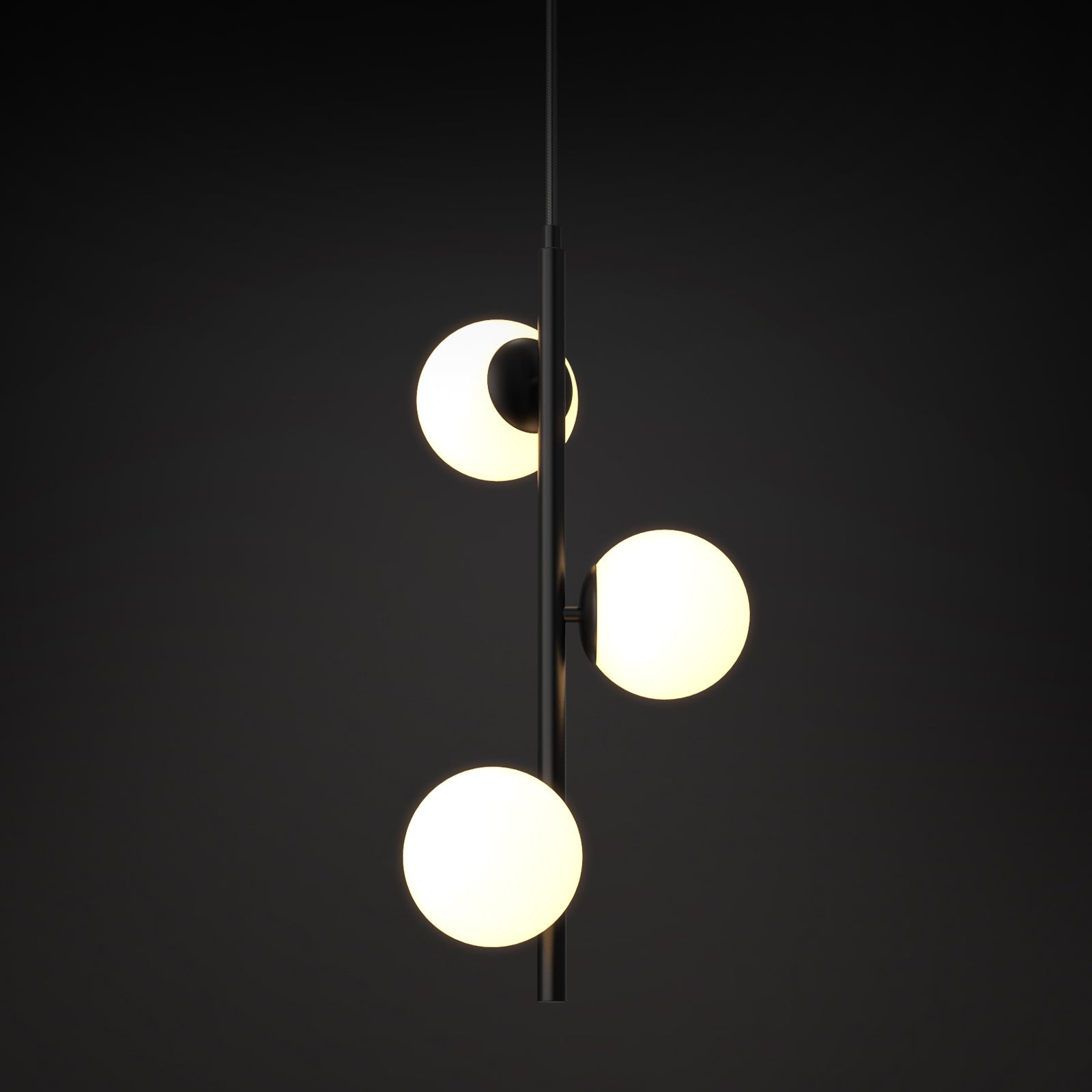 Angela Opal Glass Black Vertical Pendant Light