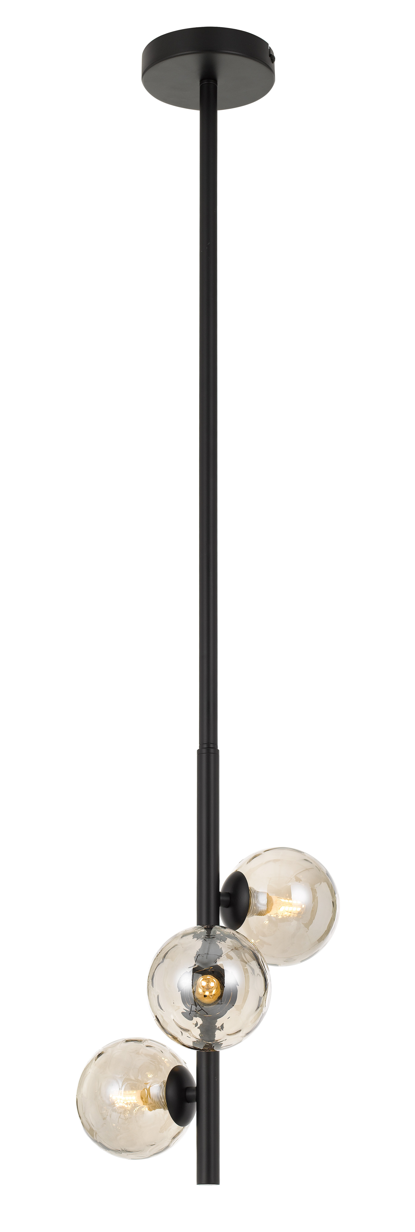 Morgan 3 Light Black Smoke Vertical Pendant Light