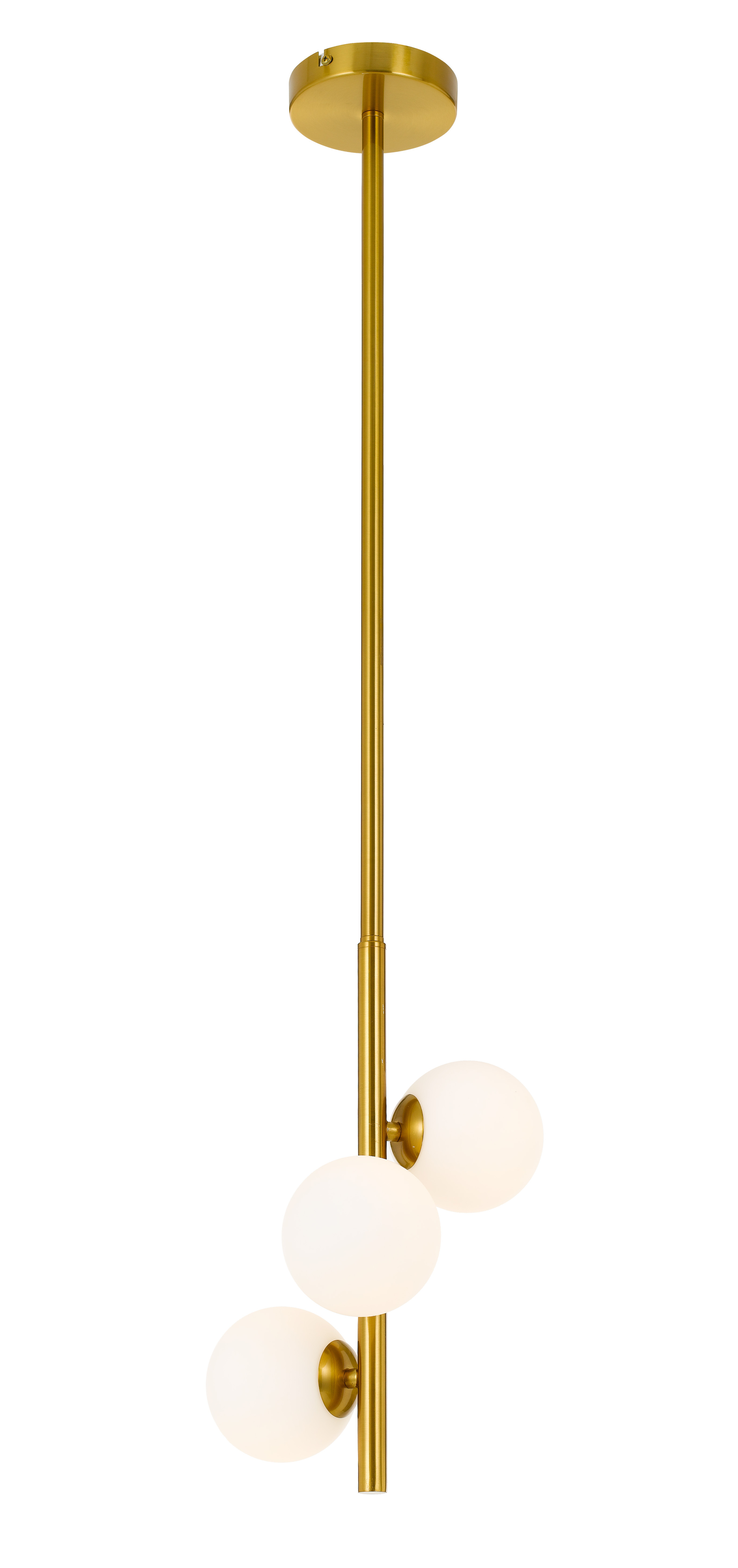 Morgan 3 Light Antique Gold Opal Vertical Pendant Light
