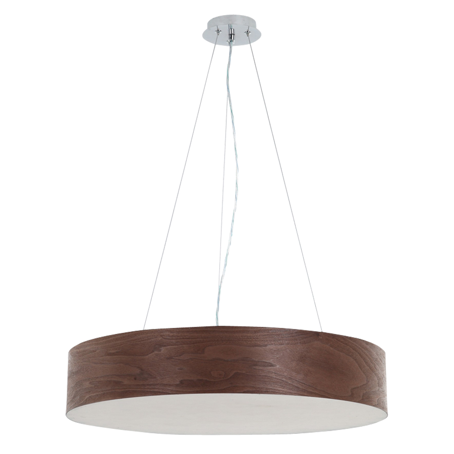 Wooden Slim Round Suspension Light - Dark Wood