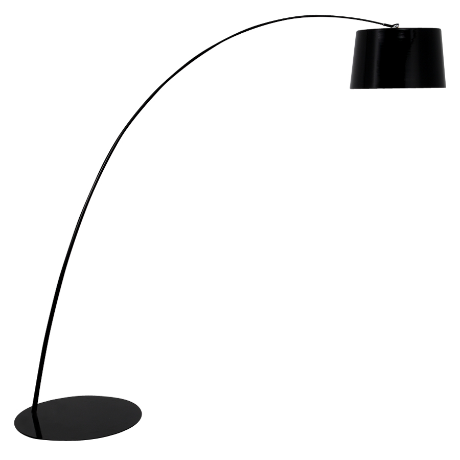 Arc Drum Shade Feature Floor Lamp - Gloss Black