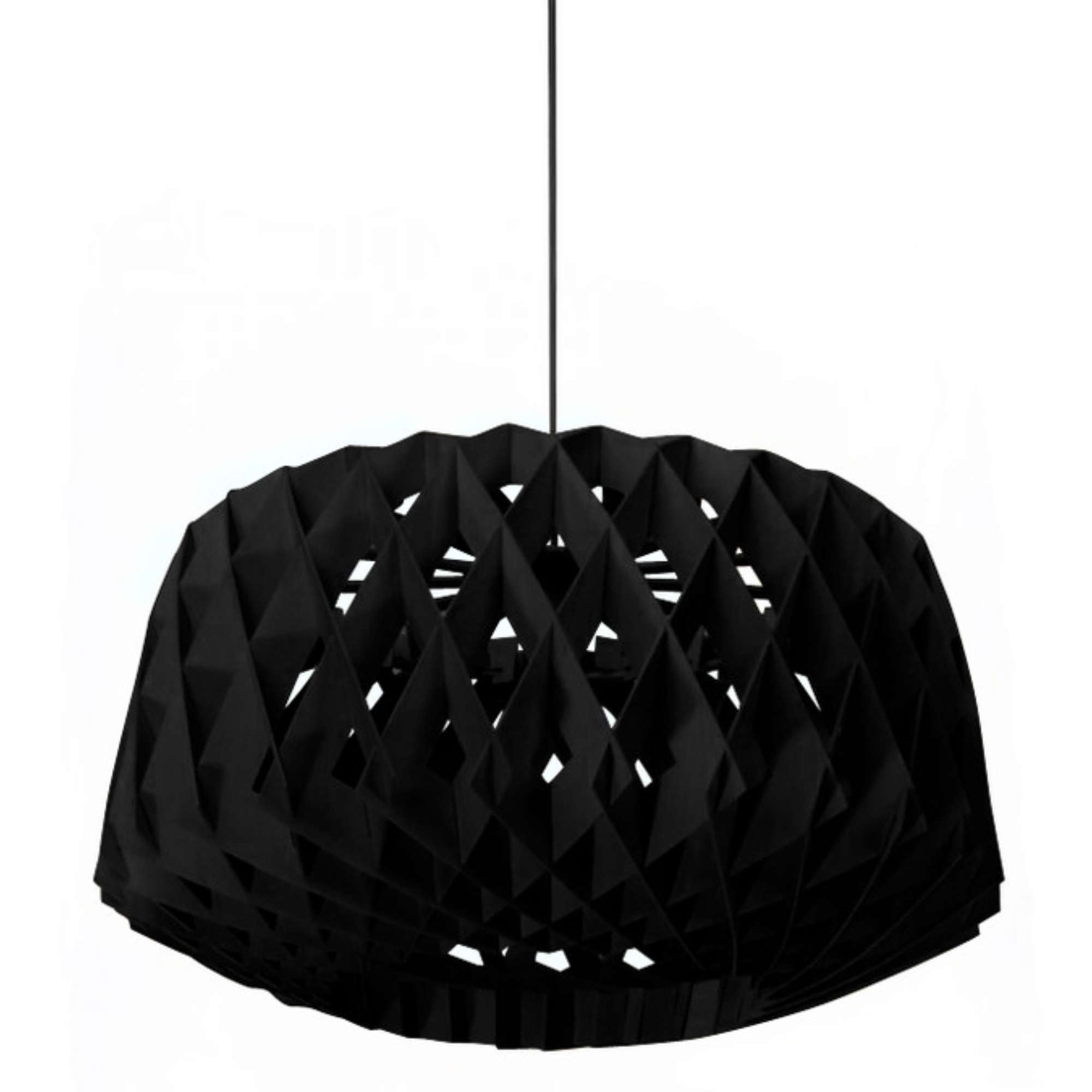 Stylish Wooden Geometric Drum Pendant Light - Black