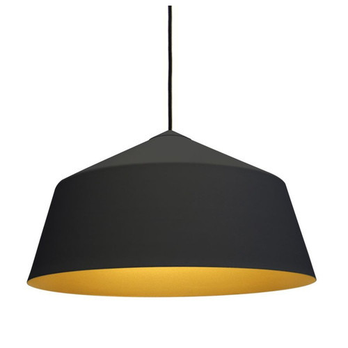 Wide Cone Black and Gold Pendant Light