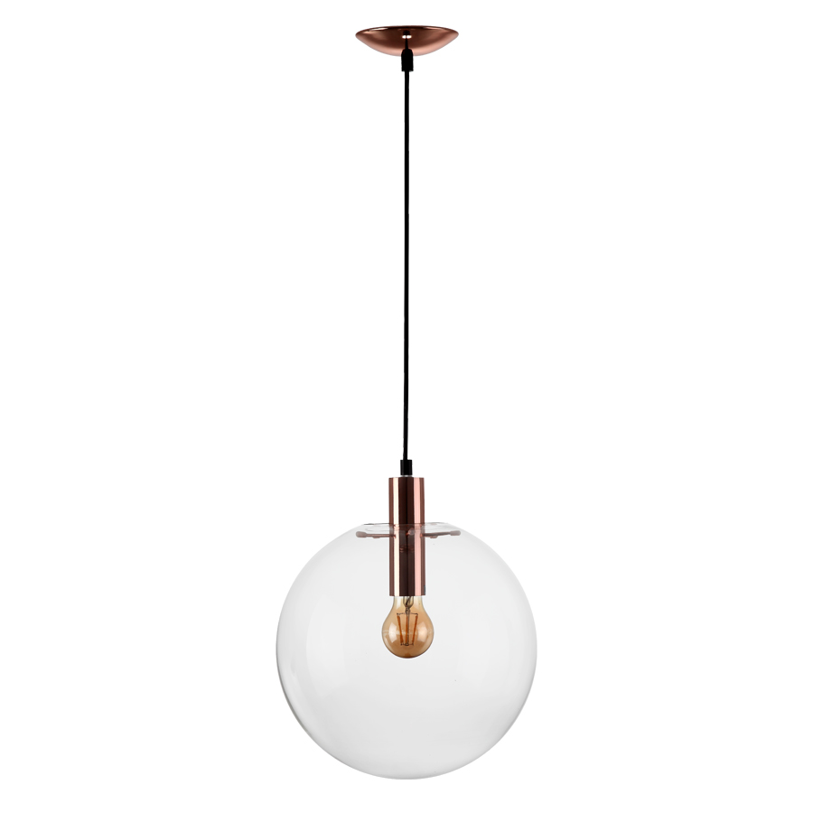 Round Ball Clear Glass Nordic Pendant Light - Copper