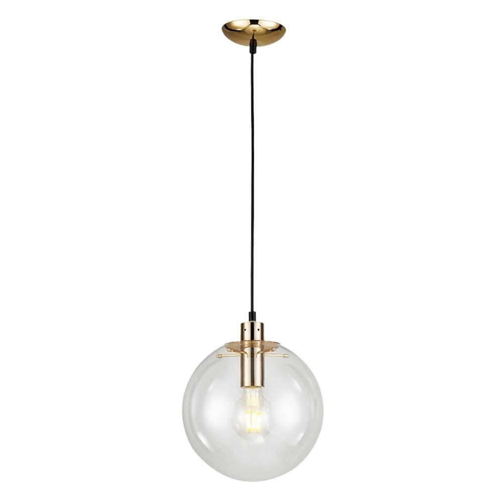 Round Ball Clear Glass Nordic Pendant Light - Brass