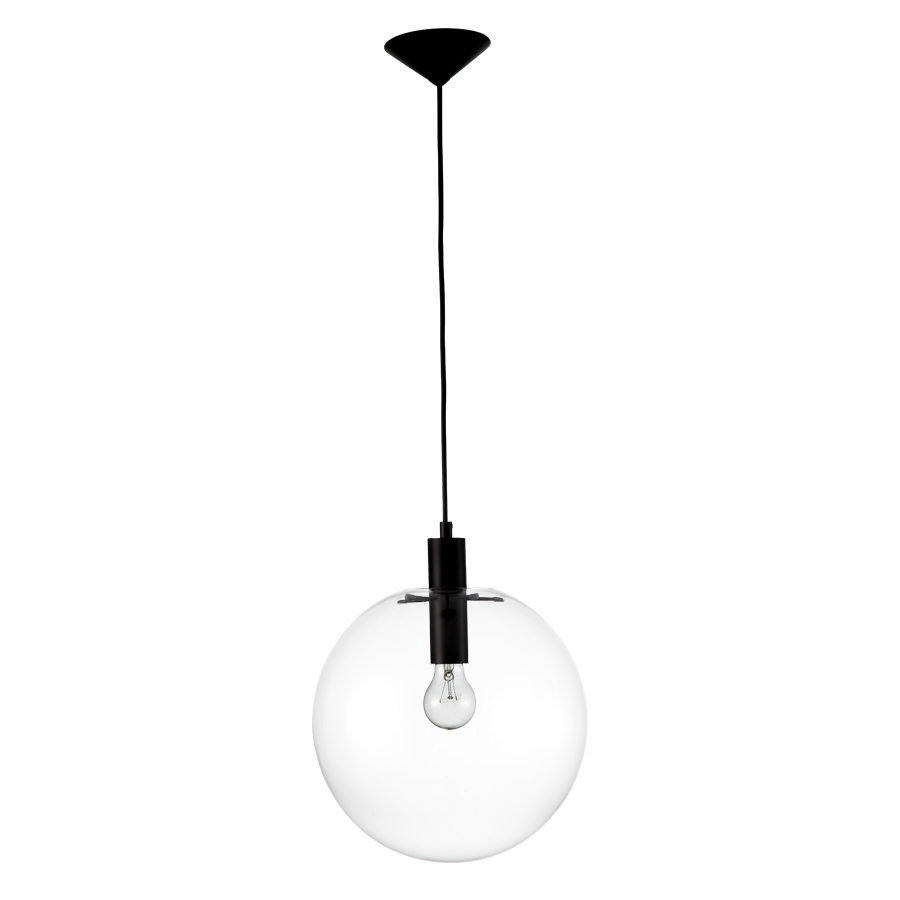Round Ball Clear Glass Nordic Pendant Light - Black