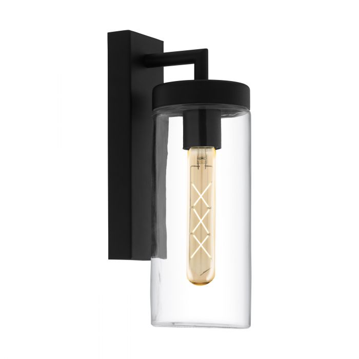 Bovolone Black and Clear Glass Outdoor Wall Lamp