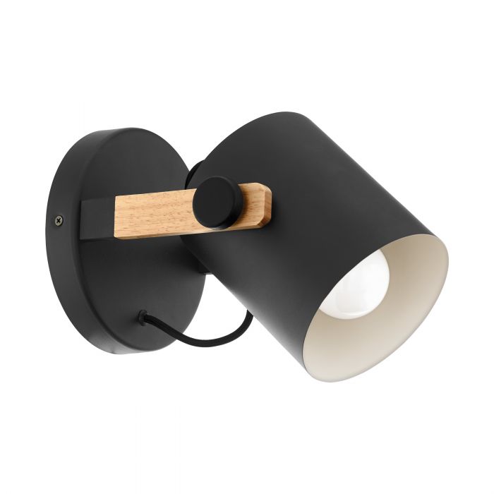Hornwood Black and Light Wood Wall Lamp