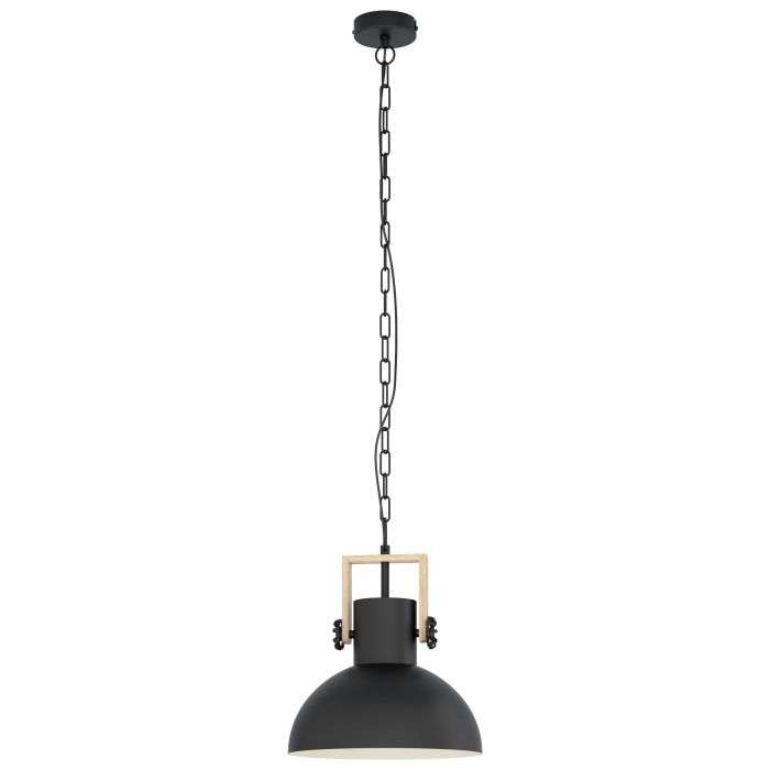 Lubenham Black and Wood Pendant Light