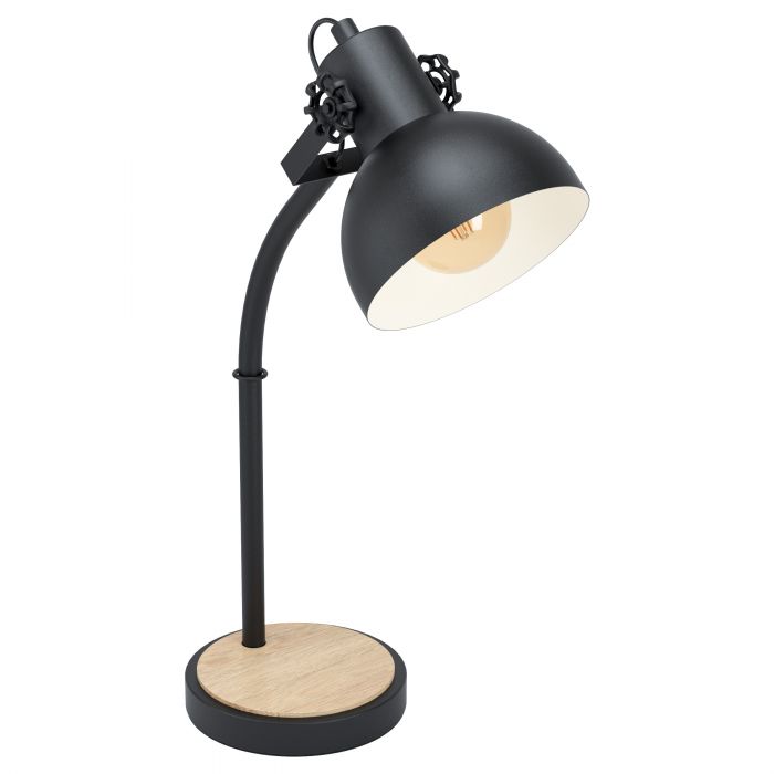 Lubenham Black and Wood Modern Desk Lamp