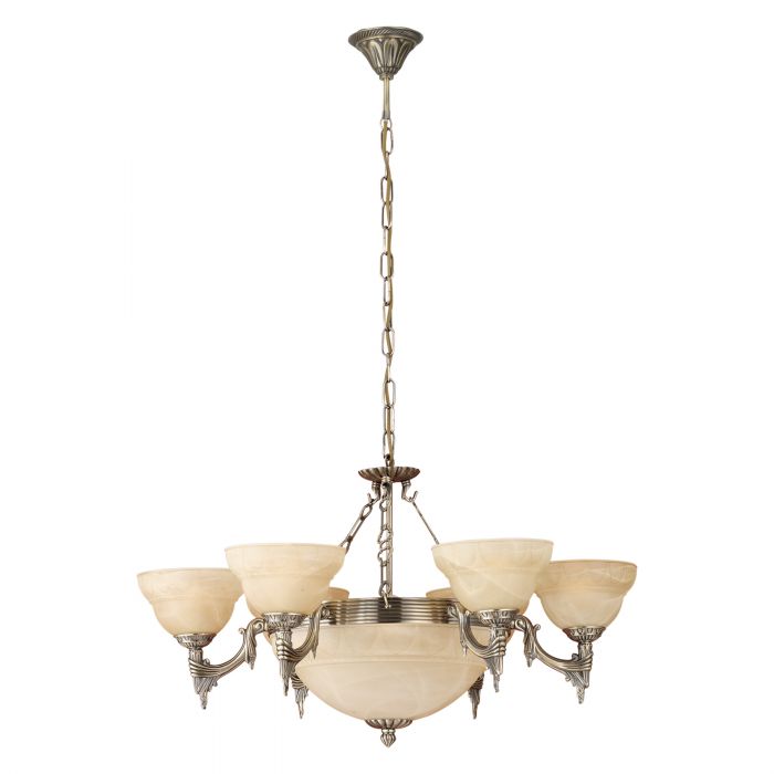 Marbella Bronze Alabaster Glass Ennead Pendant Light