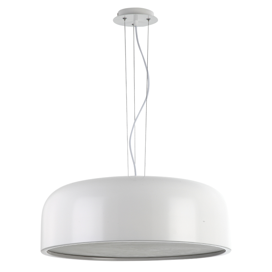 Dome Aluminium Gloss White with Diffuser Suspension Lamp