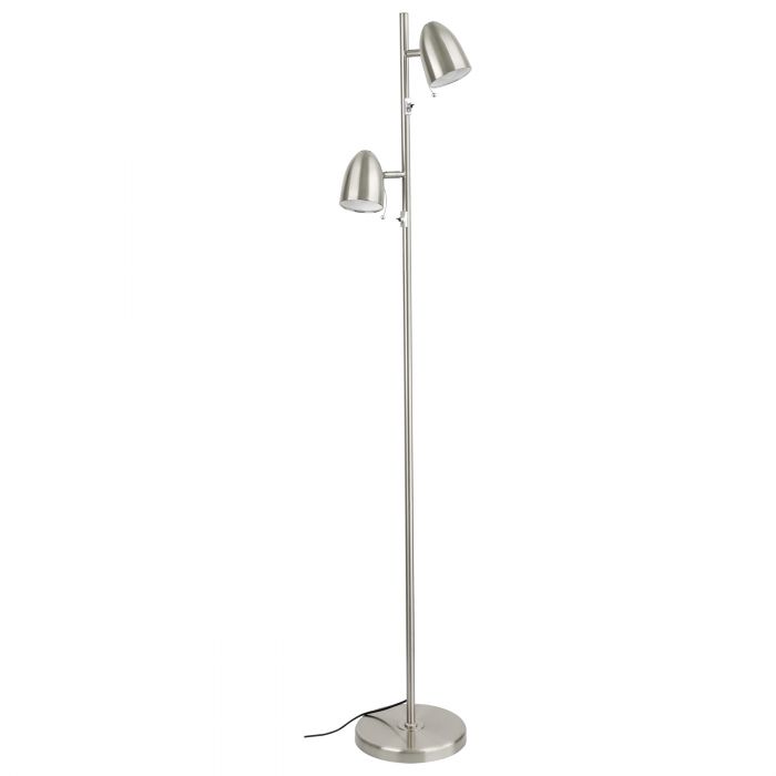 Lara Satin Nickel Duo Modern Floor Lamp