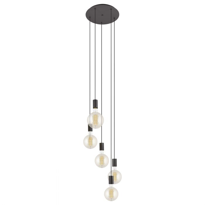 Pozueta Black Steel Spiral Cluster Pendant Light