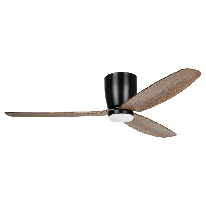 Seacliff Black and Light Walnut Low-Profile DC Ceiling Fan with Light