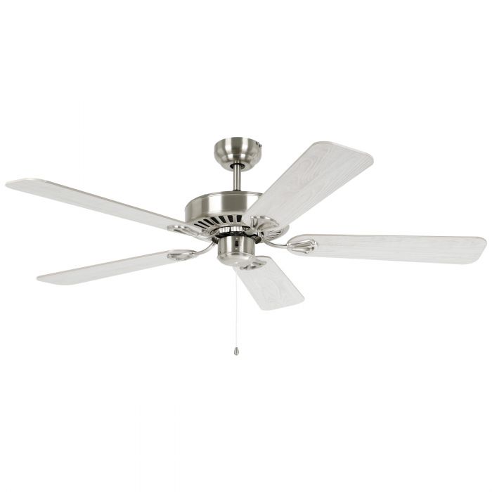 Waikiki 52" Satin Nickel and Oak AC Ceiling Fan
