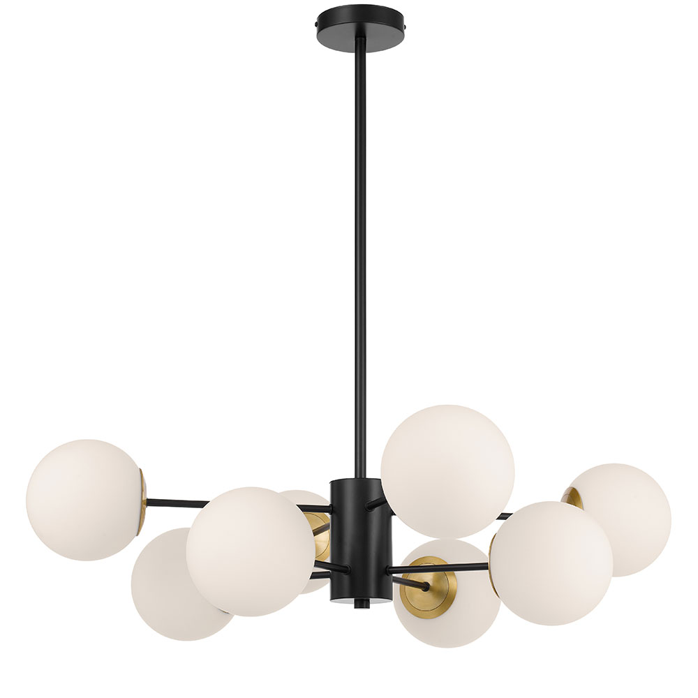 Martin 8 Light Black Opal Matt Glass Pendant Chandelier