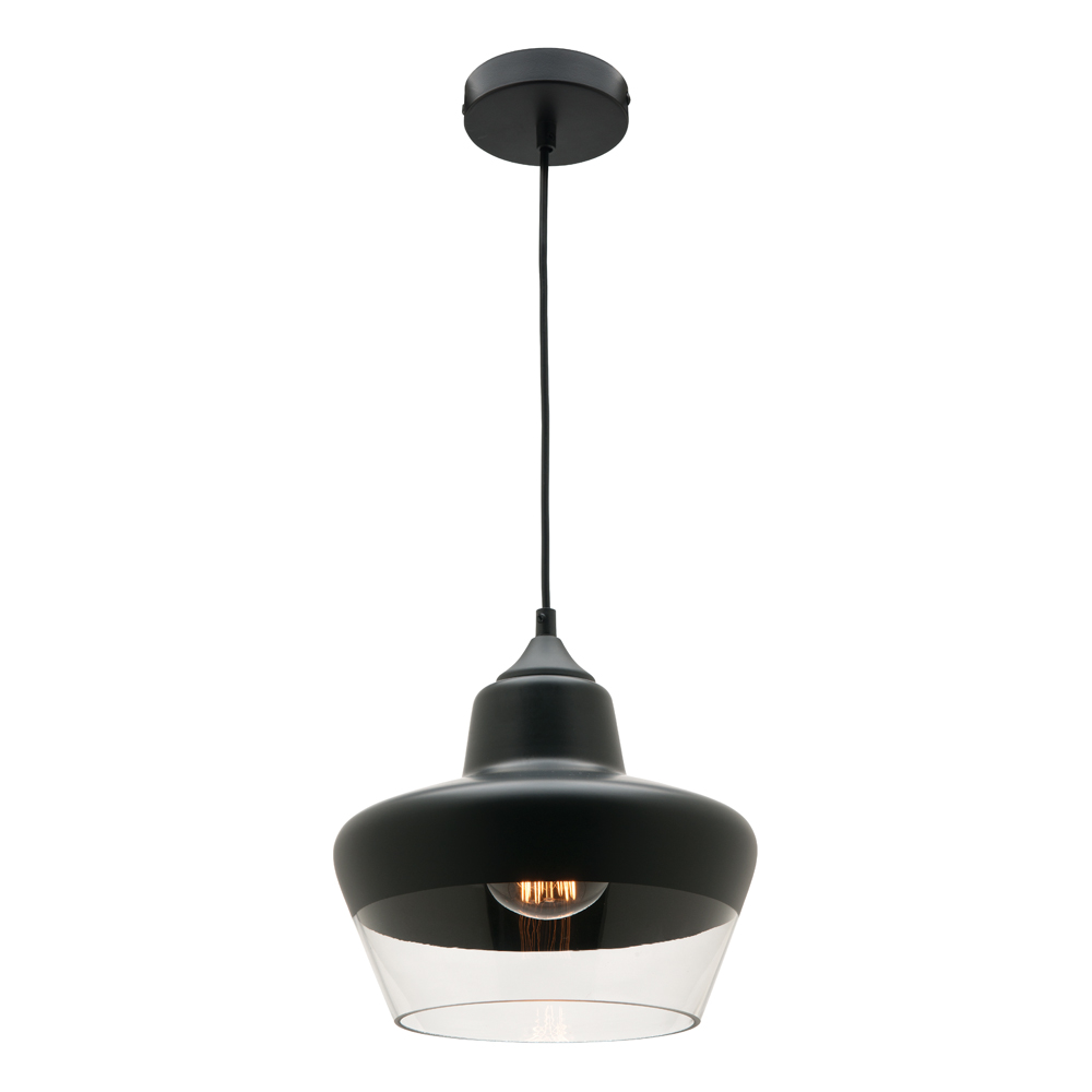 Stout Black and Clear Glass Pendant Light