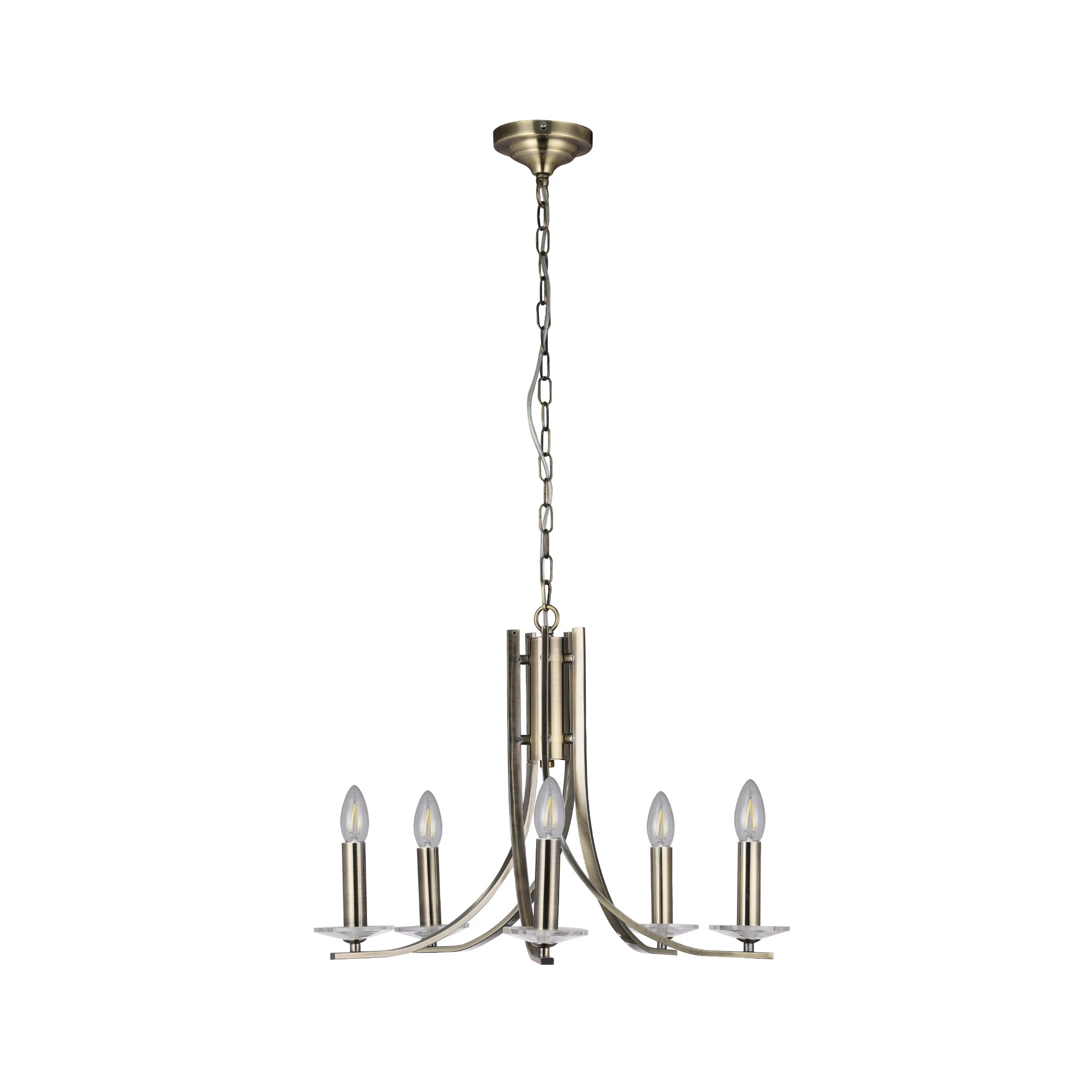 Corrine 5 Light Antique Brass Candle Chandelier