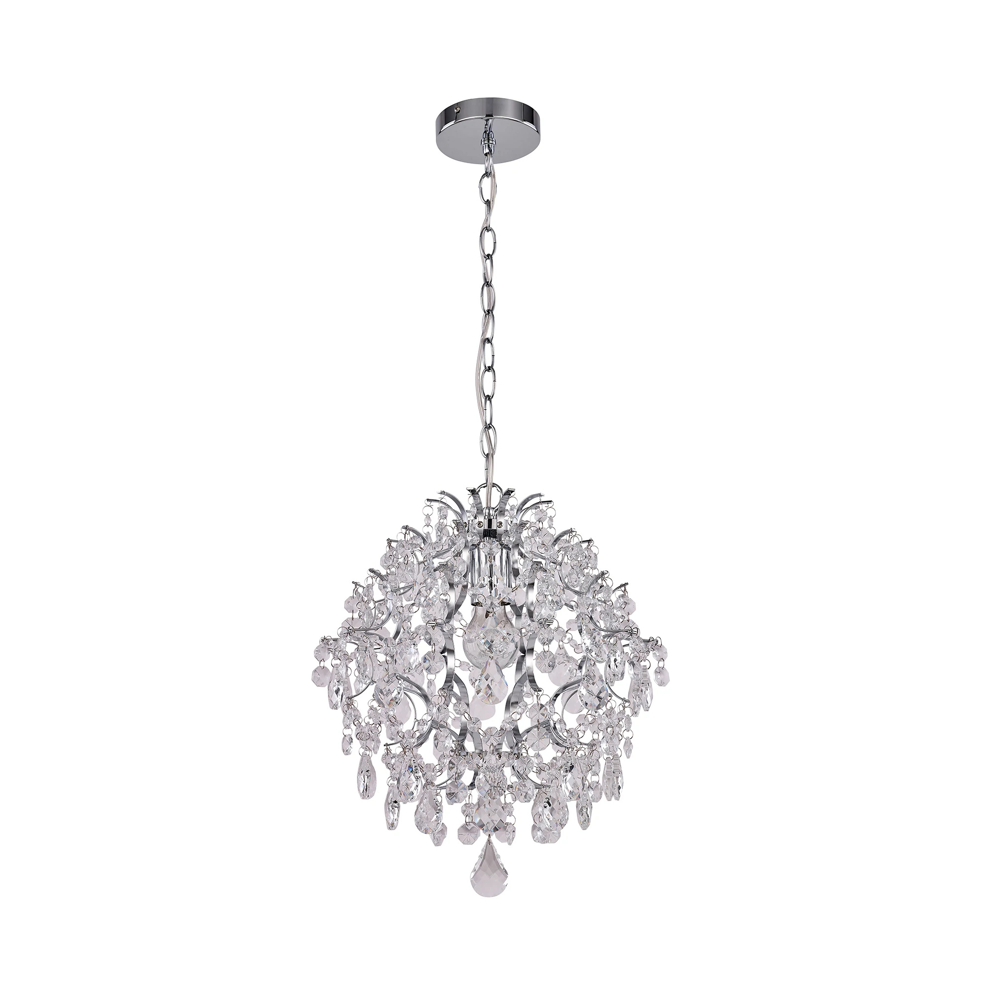 Baroque Small Chrome and Crystal Chandelier